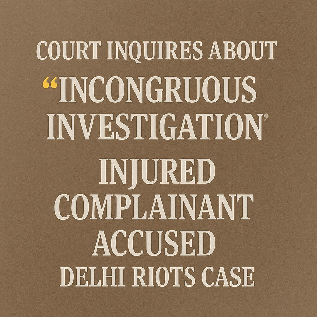 Court questions contradictory investigation in Delhi Riots case involving an injured complainant turned accused.